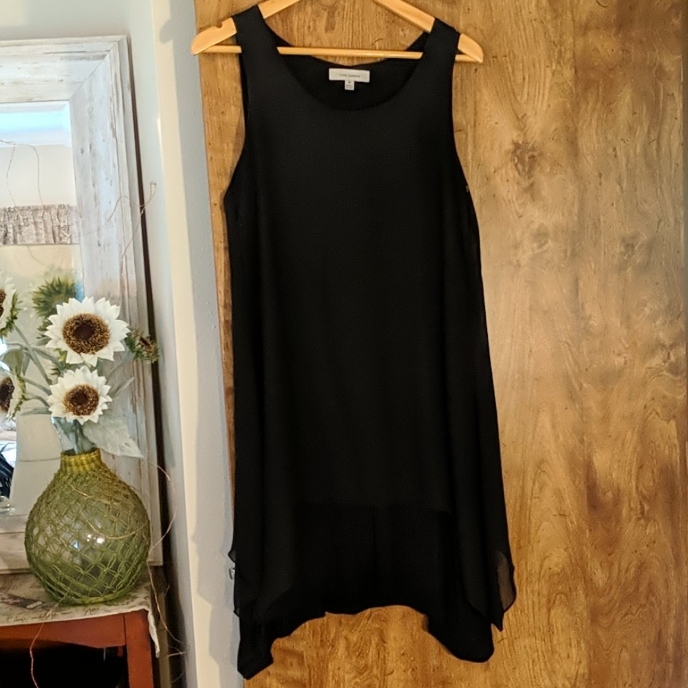 Black double layer flowing tunic tank or dress
